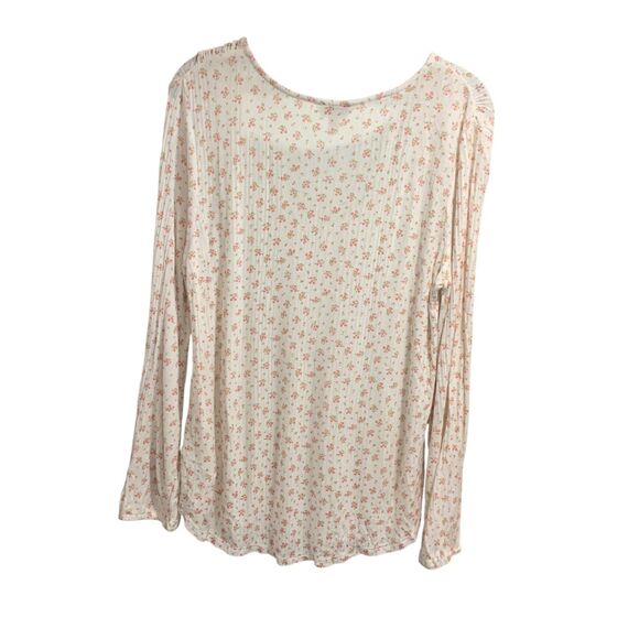 Lucky Brand Womens Calico Floral Cottagecore V Neck Tie Front Long Sleeve Top L - Picture 5 of 6
